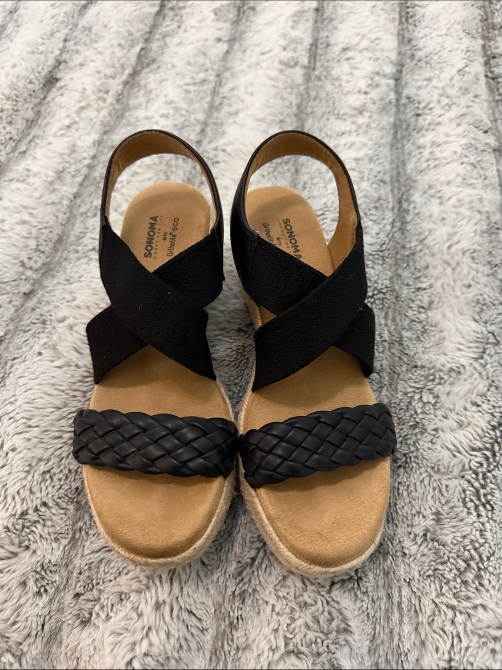Sonoma Women’s Black Espadrille Wedge Sandals - Size 6